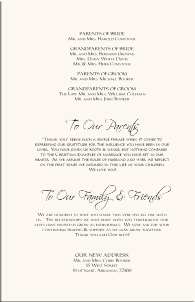 Thank You Messages For Wedding Programs